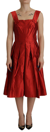 Dolce & Gabbana Red A-line Pleated Satin Silk Dress -   -  Dolce & Gabbana.